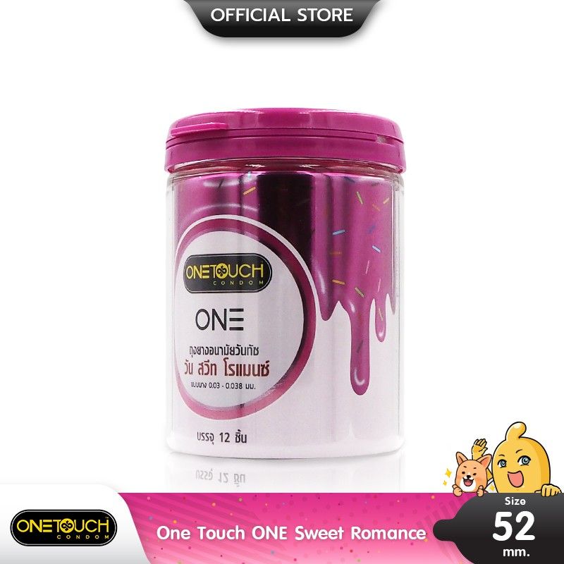 Onetouch ONE Sweet Romance ถุงยางอนามัย มีกลิ่นหอม บางพิเศษ ขนาด 52 มม. บรรจุ 1 กล่อง (12 ชิ้น)