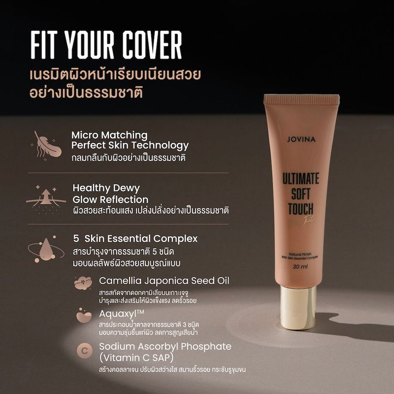 Jovina : Ultimate Soft Touch Face Tint - ช่วยเบลอรูขุมขน ให้ผิวเรียบเนียนสนิท ช่วยควบคุมความมัน