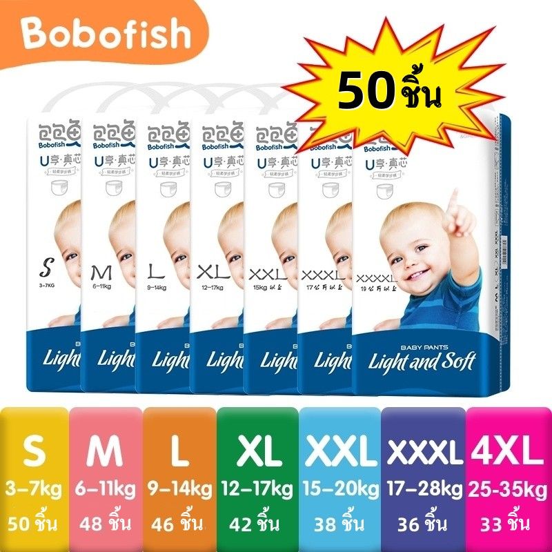 【หุ้นไทย】แพมเพิส Bobofish กางเกงผ้าอ้อม แพมเพิสเด็ก อ้อมเด็ก สำเร็จรูป Baby Pants อ้อมสําเร็จรูป