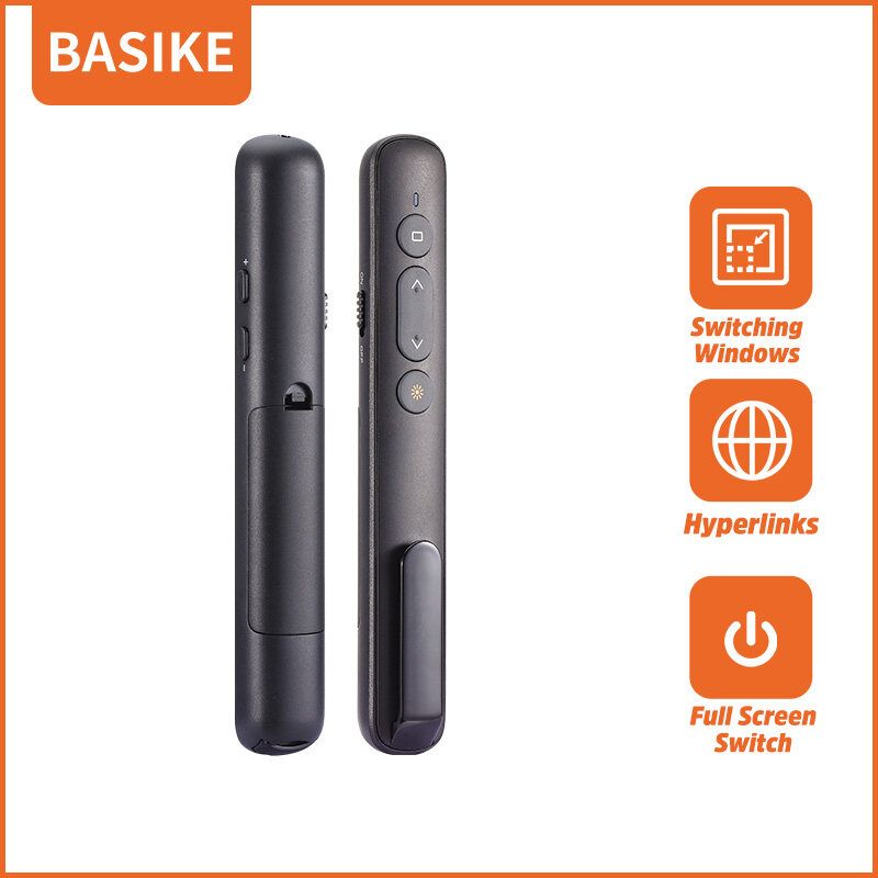 Basike รีโมทพรีเซนไร้สาย Presenter Wireless Remote Controller 2.4GHz USB & USB C Pointer ปากกาเลเซอร์ สำหรับ Mac Win Projector PPT Powerpoint Presentation Pen