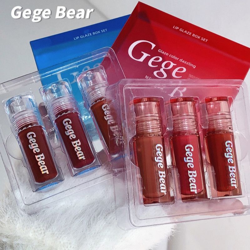 Gege Bear ลิปกลอส เคลือบริมฝีปาก แบบไม่ติดแก้ว ให้ความชุ่มชื้น ไม่จางหาย หลากสี