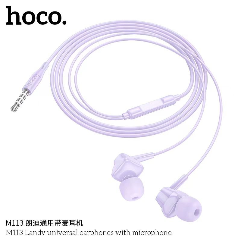 HOCO M113 หูฟังอินเอียร์แบบมีสาย หัว Aux3.5mm/Type-C  Landy universal earphones with microphone สำหรับAndroid ใส่สบายหู