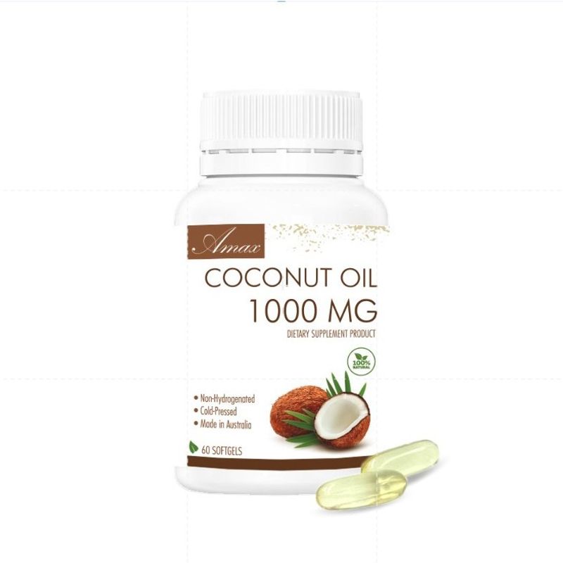 Amax Coconut Oil 1000 mg (30/60 เม็ด) น้ำมันมะพร้าวเข้มข้นสูง 1000 mg จากออสเตรเลีย