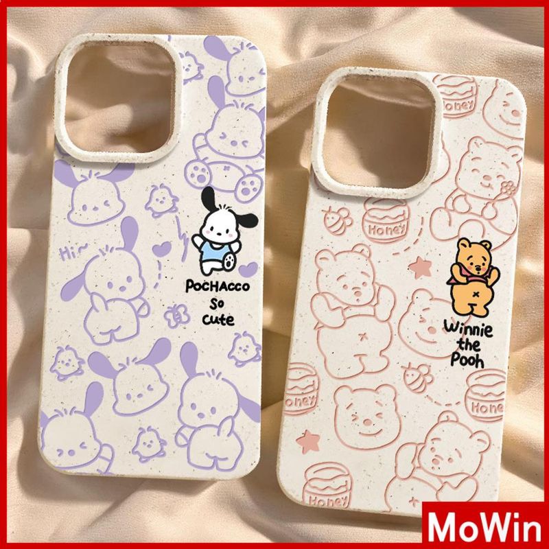 Mowin - เข้ากันได้สำหรับ 15 เคสไอโฟน11 เคส iphone 11กรณีเป็นมิตรกับสิ่งแวดล้อมสีขาวกรณีนุ่มปกป้องกล้องป้องกันการกันกระแทกน่ารักการ์ตูนลูกสุนัขหมีน้ำผึ้งเข้ากันได้กับ 14 13 12 XR XS