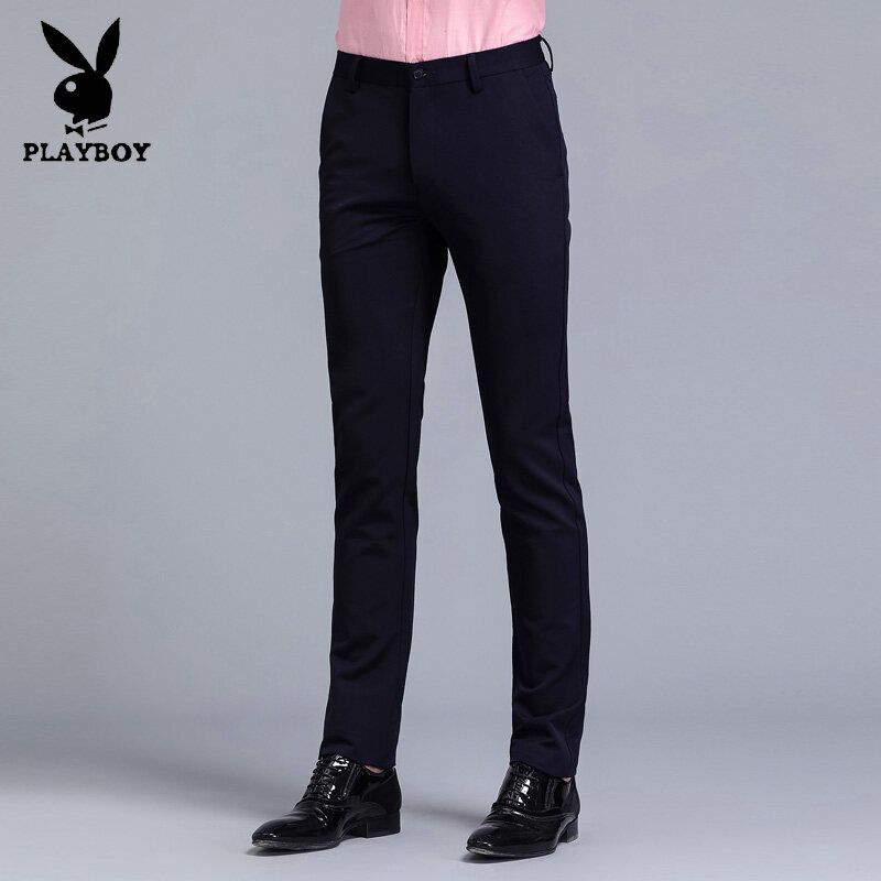 กางเกงลำลองธุรกิจบางผู้ชายยี่ห้อ Play Boy ขนาดใหญ่ Celana Setelan ผู้ชาย (29-36)