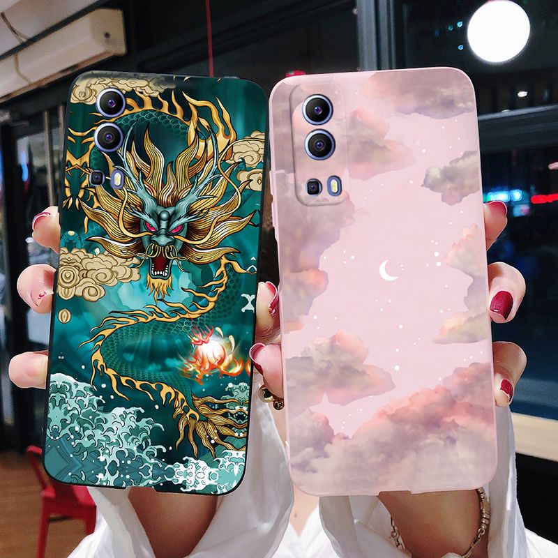 สำหรับ Vivo Y72 5G/Y52 5G เคสลายมังกรปกปลอกซิลิโคนนิ่มสำหรับ Vivo Y72 Y52 5G V2041เคสโทรศัพท์ V2053