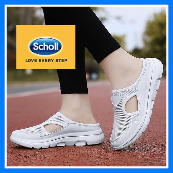 Scholl รองเท้าสนีกเกอร์ Scholl แคนวาสสำหรับผู้หญิง,Scholl เกาหลี Kasut Wanita รองเท้าโลฟเฟอร์ Scholl Scholl ขนาดใหญ่ครึ่งแบนฤดูร้อนรองเท้าแตะโบฮีเมียผู้หญิงกีฬาลำลองครึ่ง AS2029