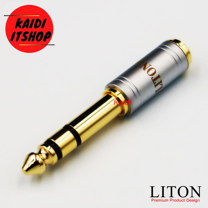 (1 ชิ้น) Liton usa Gold Plated Jack 6.35 mm Male to 3.5 mm Connector Female Stereo Audio Adapter