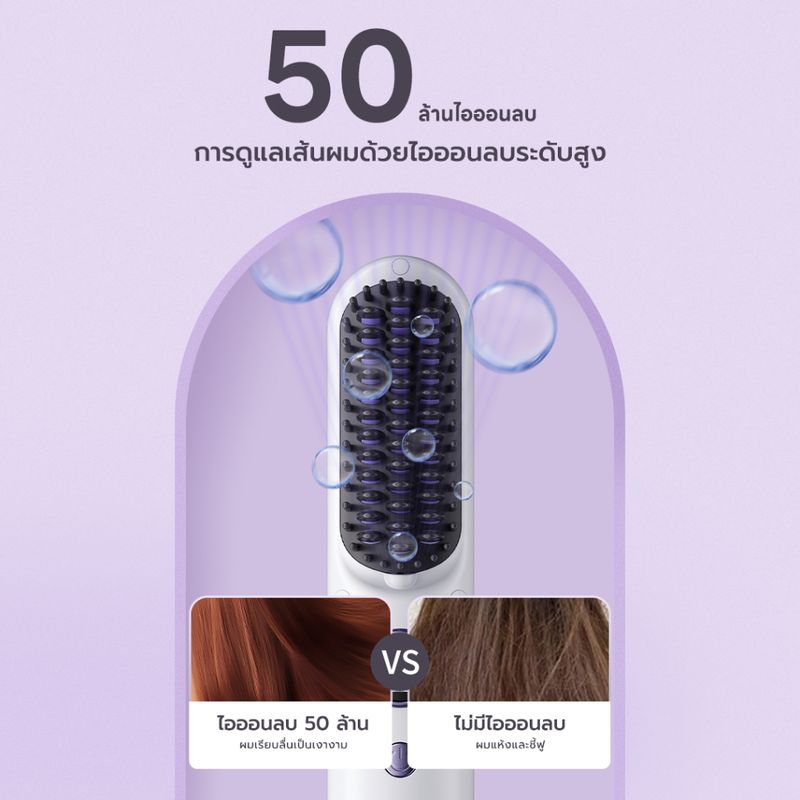 Haxon Wireless Portable Brush SS01  หวีไฟฟ้าไร้สาย พกพาสะดวก มีไอออนเคราตินบำรุงผม ร้อนเร็ว ซี่หวีเคลือบไม่ลวกหน้าและมือ