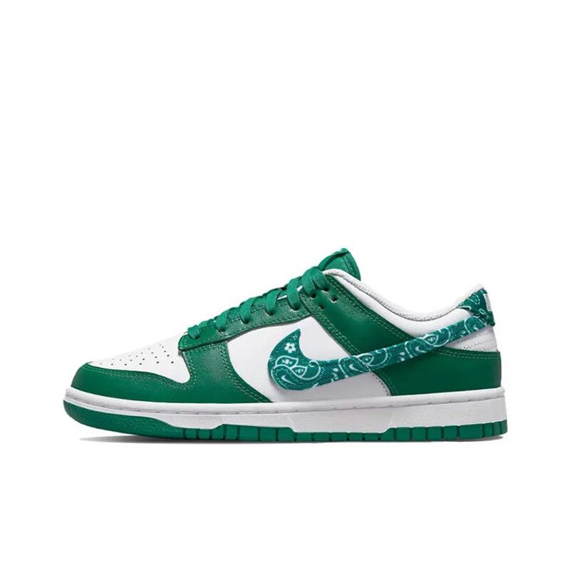 กล่องที่สมบูรณ์ Nike Dunk Low ESS " Green Paisley " Skateboard Shoes DH4401 - 102 รับประกัน 1 ปี