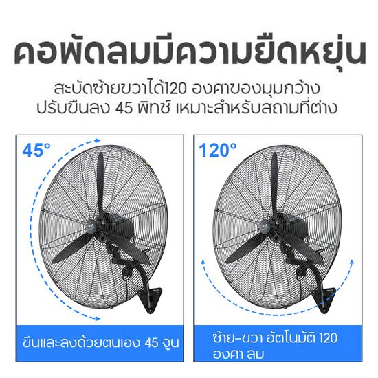 พัดลมติดผนัง พัดลมอุตสาหกรรม 22/26/35 นิ้ว พัดลมยึดผนัง พัดลมแขวนผนัง พัดลมแขวนผนังใบดำ *แถมฟรี สวิตช์ปรับแรงลมแบบสายกระตุก แข็งแรง ทนทาน ประหยัดไฟ ใบพัดหลังเทอร์โบ มอเตอร์ทองแดงอย่างดี