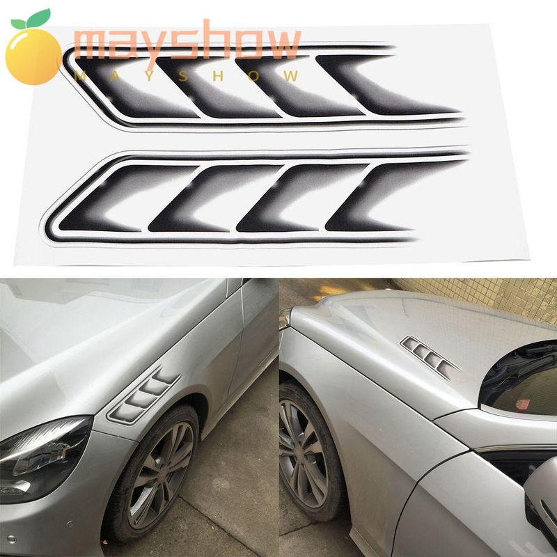 MAYSHOW Hot Decals Waterproof Flow Fender Decor  Car Stickers Car- styling  Shark Gills Black 3D  Vent Air