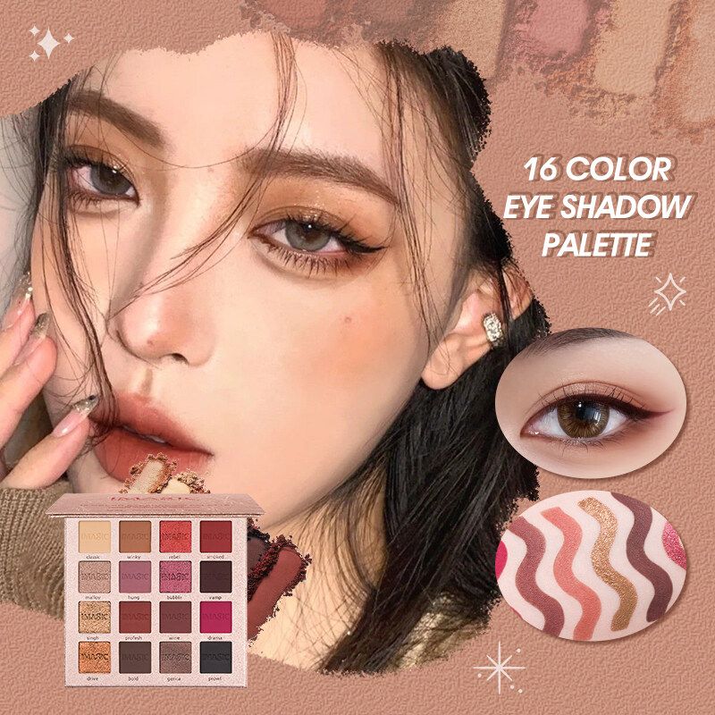 IMAGIC Cruelty Free อายแชโดว์ที่มีเสน่ห์16สีแต่งหน้า Palette Matte Eye Shadow Beauty Eye พร้อมแปรง