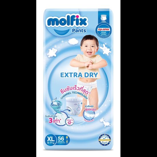 Molfix Extra Dry โมลฟิกซ์ ผ้าอ้อมสำเร็จรูป เอ็กซ์ตร้าดราย แบบกางเกง ไซส์จั้มโบ็ แพ็ค 1 ห่อ