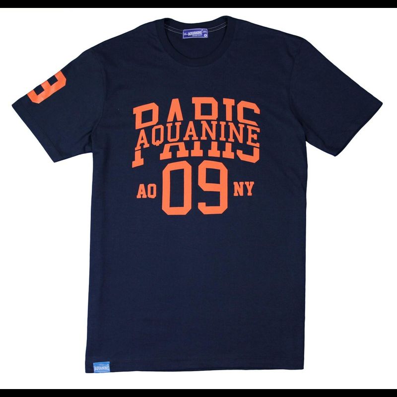 เสื้อยืดแขนสั้น AQUANINE  tshirt  เสื้อแขนสั้น ผู้ชาย  รุ่น PARIS เสื้อยืดสีกรม ลิขสิทธิ์แท้