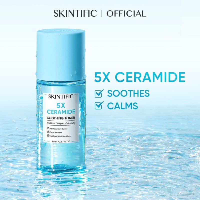 SKINTIFIC 5X เซราไมด์ ซูทติ้ง โทนเนอร์ 80ml（ซ่อมแซมผิวที่บอบบาง โทนเนอร์ สูตรอ่อนโยน）Ceramide Soothing Toner