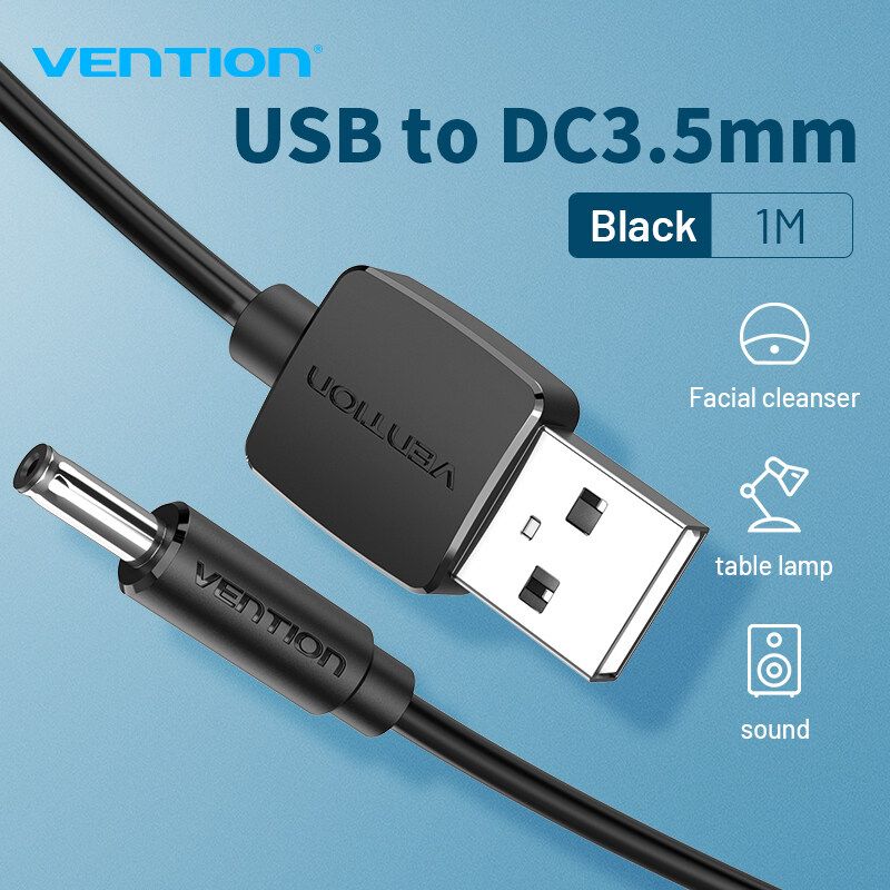 【COD】Vention USB ถึง DC 3.5มม.USB ชาย3.5สายเชื่อมต่อสัญญาณ5V เครื่องชาร์จอุปกรณ์สายไฟอะแดปเตอร์สำหรับฮับ USB USB สายไฟพัดลม