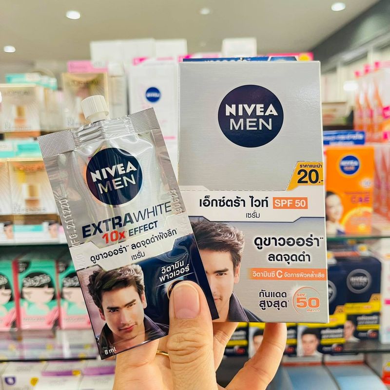 ส่งฟรี‼️ Nivea Men ครีมนีเวียเมน เซรั่ม ชนิดซอง ( ยกกล่อง 6 ซอง )