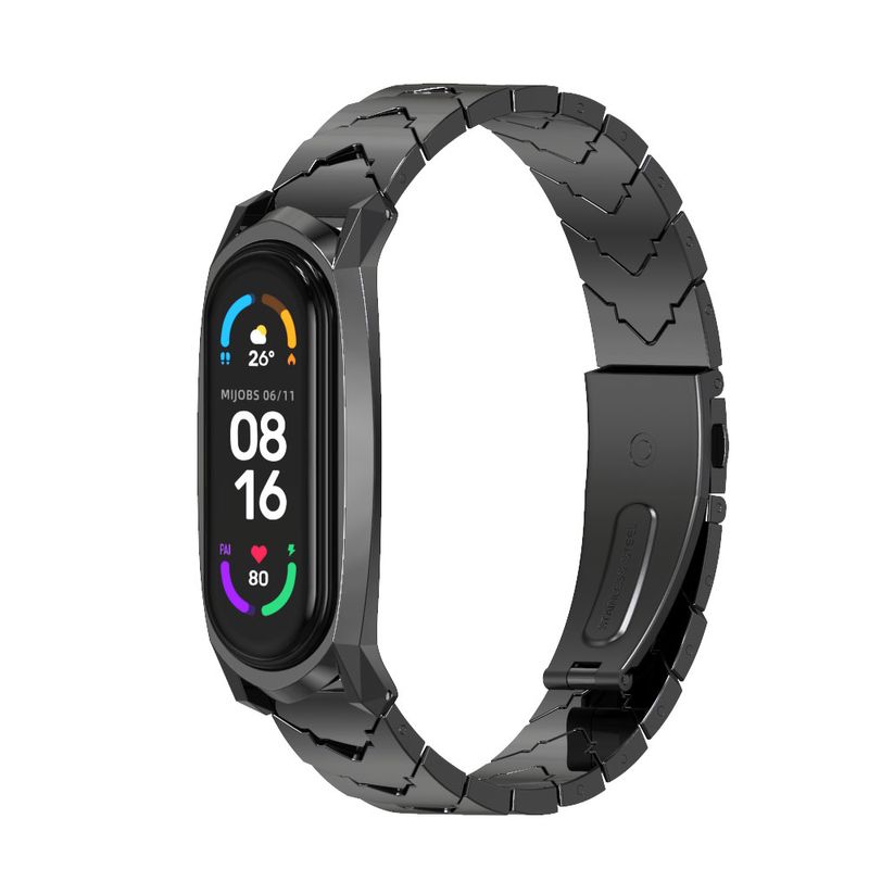 MIJOBS สายโลหะสำหรับ Mi วง7 6 /Mi วง5 /Mi สมาร์ทวง4 3สายรัดข้อมือสำหรับ Xiaomi Miband 7 6 5 4 3 NFC รุ่นทั่วโลกนาฬิกาวงสร้อยข้อมือ