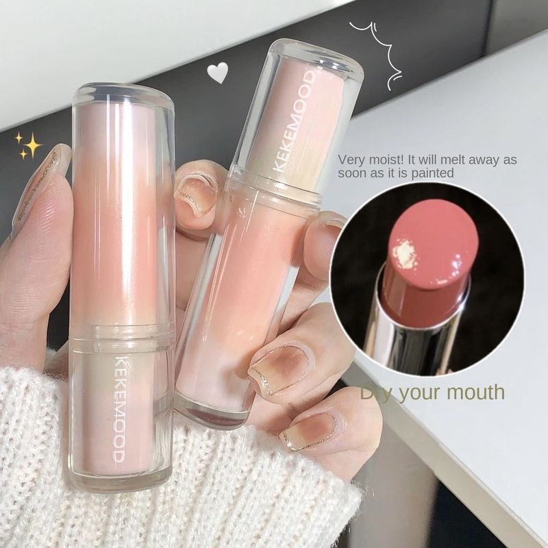 KEKEMOOD ลิปสติกแบบกระจก ลิปกลอส ลิปกลอสปากเงา ฉ่ำวาว ธรรมชาติ Lip Gloss Lipstick เนื้อนุ่มไม่ติดถ้วย เพิ่มความชุ่มชื้น กันน้ํา 6สี