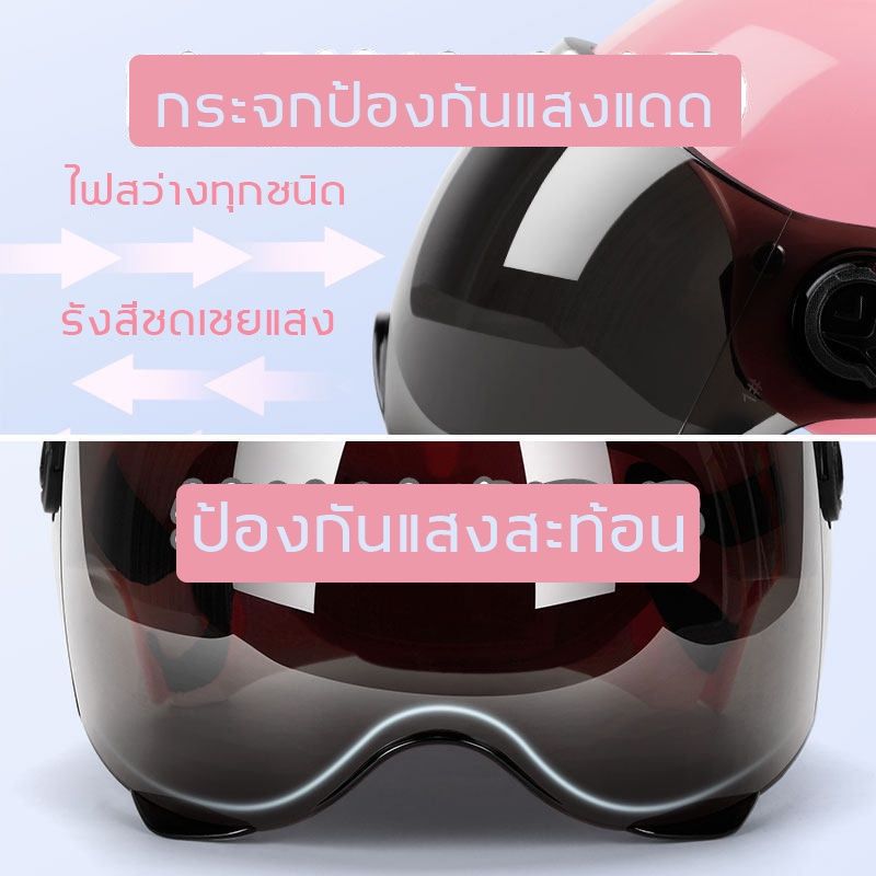 หมวกกันน็อคเด็ก หมวกกันน็อคสำหรับเด็ก รูปแบบการ์ตูน เลนส์น้ำตาล ระบายอากาศได้ดี หมวกกันน๊อครถยนต์ไฟฟ้าสำหรับเด็ก