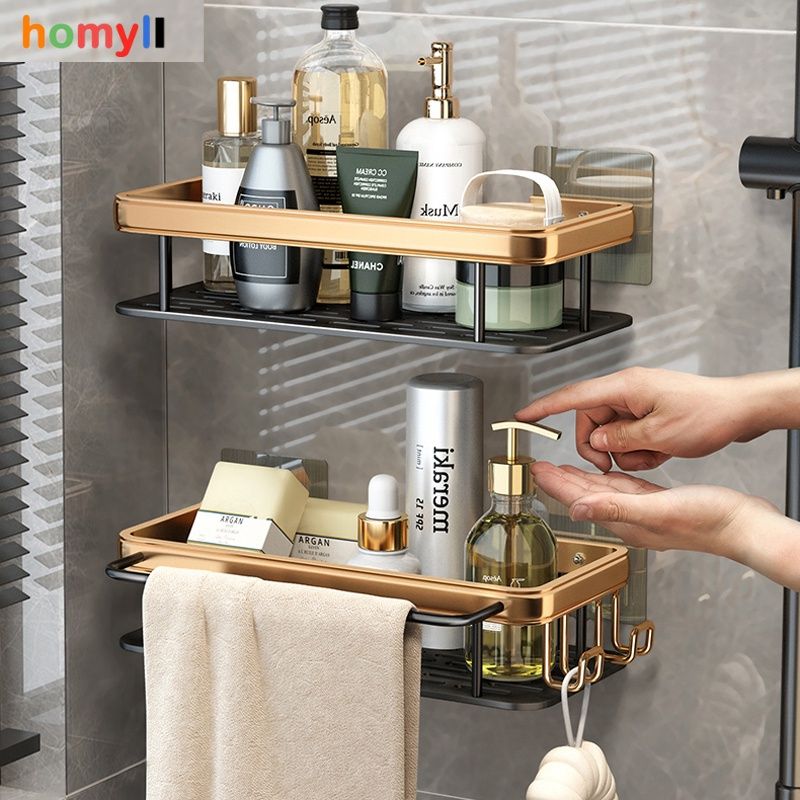 [HOMYL1 ] Wall Shower Tidy Tray Nails กันสนิมสําหรับห ้ องครัว Drom