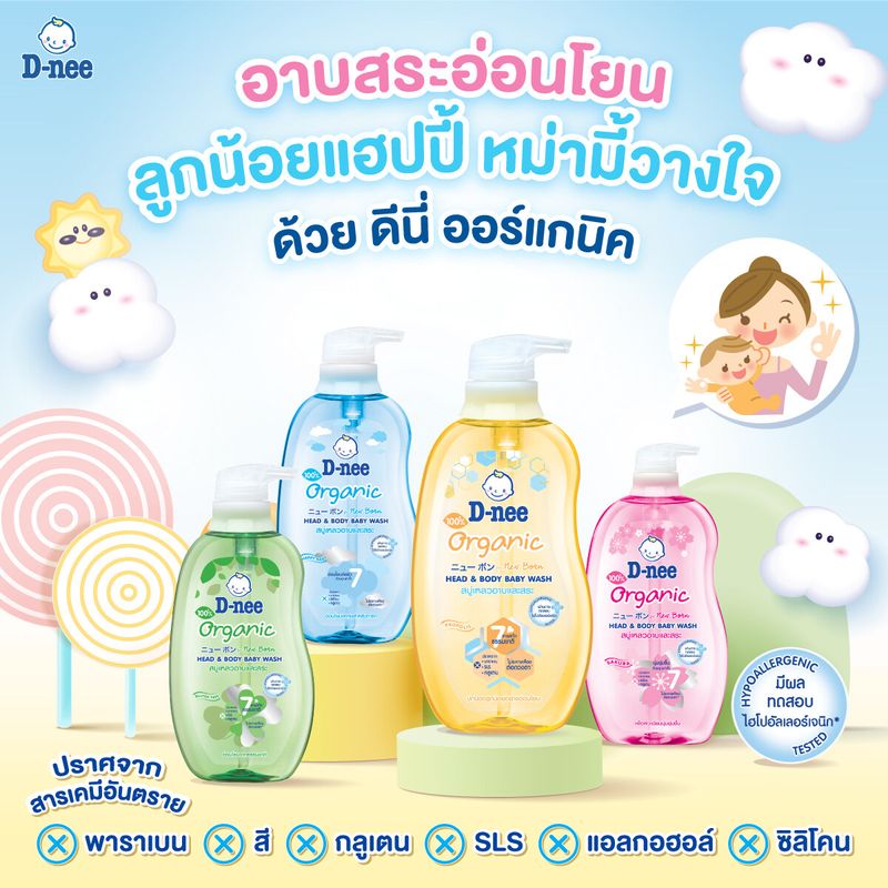 D-nee ดีนี่ นิวบอร์น สบู่เหลวอาบสระ (ขนาด 380 มล.) สบู่อาบน้ำเด็ก สำหรับเด็กแรกเกิด สบู่เหลวเด็ก ยาสระผมเด็ก แชมพูเด็ก สบู่เหลวอาบและสระ