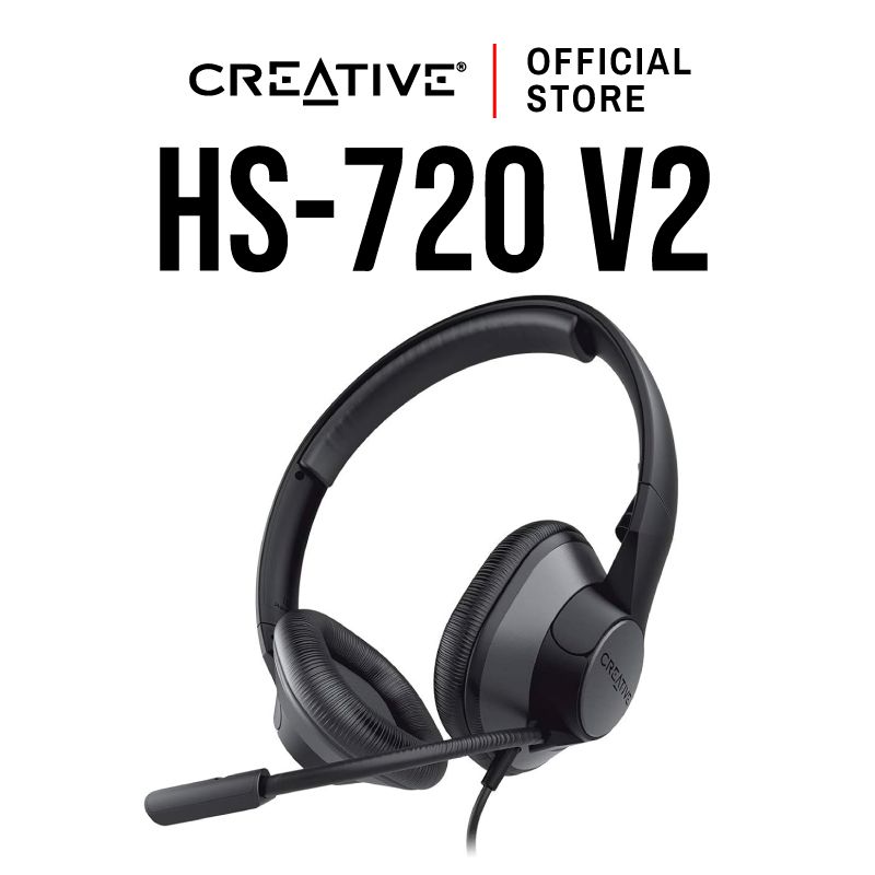 CREATIVE HS-720 V2 Headset ที่มาพร้อมกับไมโครโฟนแบบ Noise-cancelling Condenserหูฟังพร้อมไมค์ แบบ USB