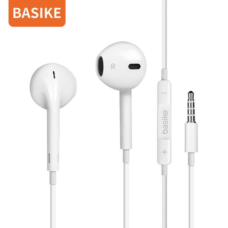 Basike หูฟัง ชุดหูฟัง เสียงทุ้ม In-Ear Wired Earphone 3.5mm Earbuds Earphones Music Sport Gaming Headset With mic For IPhone Xiaomi Samsung Huawei Stereo