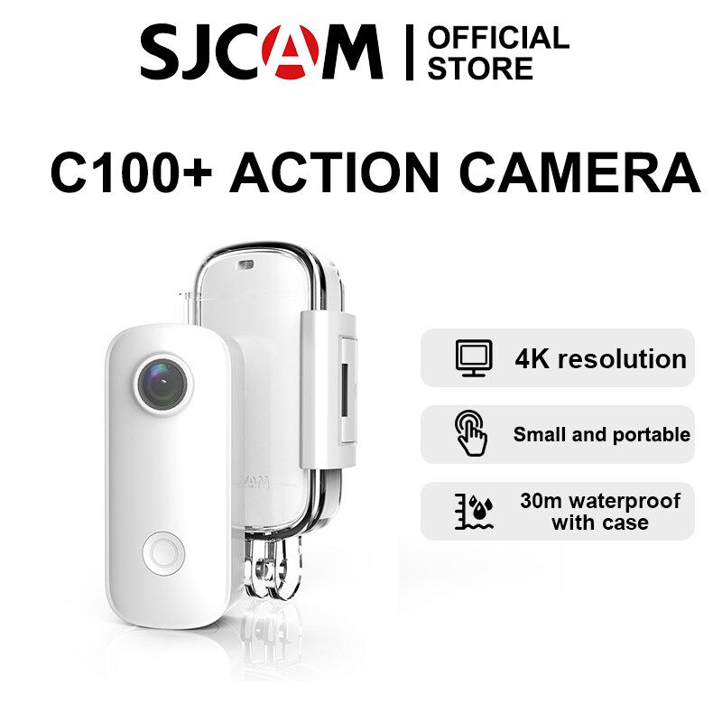 SJCAM 30FPS C100 + กล้องแอคชั่นแคมเมราขนาดเล็ก4K สวมใส่ได้กล้อง WiFiการควบคุมแอปกันน้ำ30เมตรพร้อมเคสแม่เหล็กกล้องหมวกกันน็อกพร้อมชุดติดตั้ง