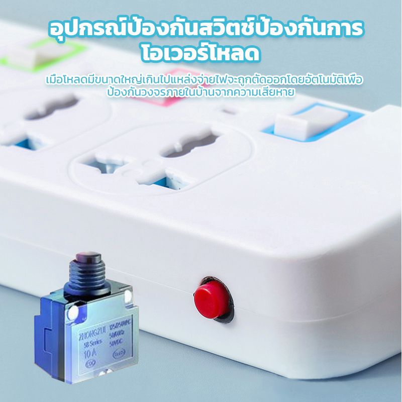 2400W USB ปลั๊กไฟ ปลั๊กพ่วง ปลั๊กกันไฟกระชาก คุณภาพดี ความยาวสายเคเบิล 3M 5M 8M 10M