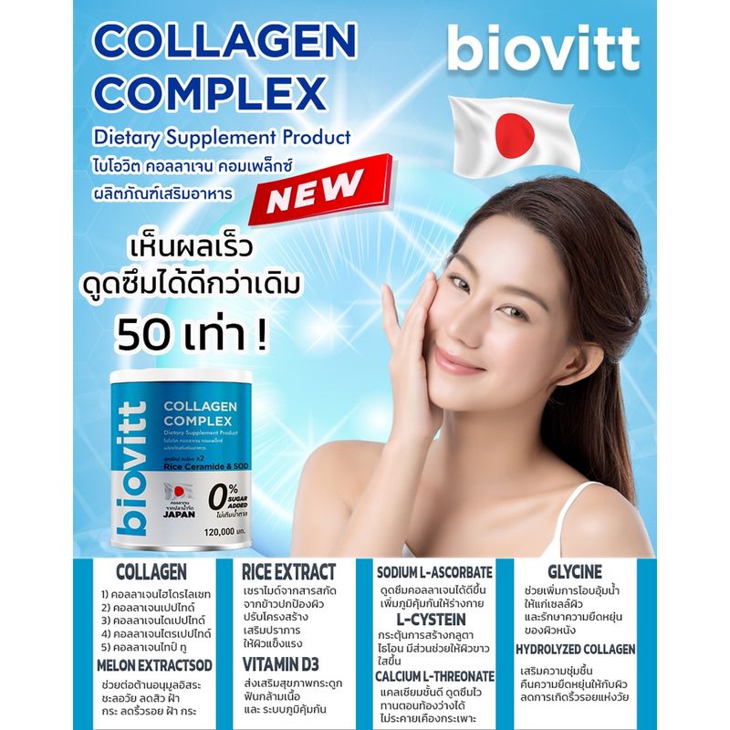 🔥ส่งเร็ว! กทม.1วัน🔥 biovitt collagen คอลลาเจน บำรุงกระดูก เติมน้ำในข้อต่อ ลดอาการปวดเข่า เข่าเสื่อม ข้อเสื่อม | 120g.