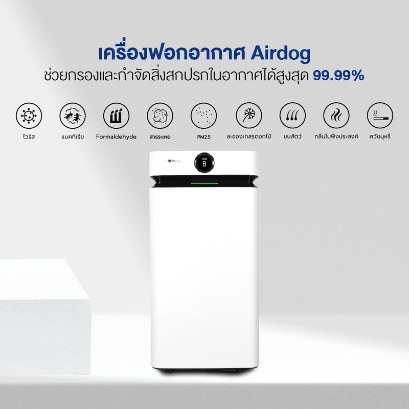 Airdog Air Purifier เครื่องฟอกอากาศ รุ่น X8 Pro สำหรับห้องขนาด 80-100ตรม.ไม่ต้องเปลื่ยนฟิลเตอร์ กรองฝุ่นpm2.5 ฆ่าเชื้อโรค ไวรัส วัดค่า Co2