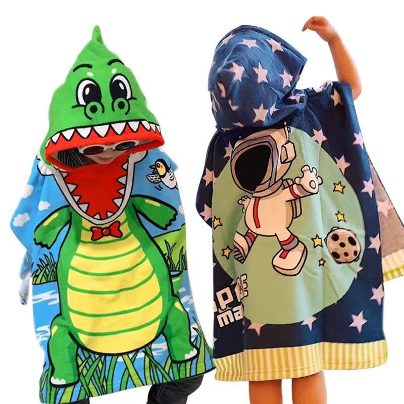 ชุดคลุมอาบน้ำ ผ้าขนหนูสำหรับเด็ก เสื้อคลุมอาบน้ำ ขนา60x120ซมCartoon Towel Hood