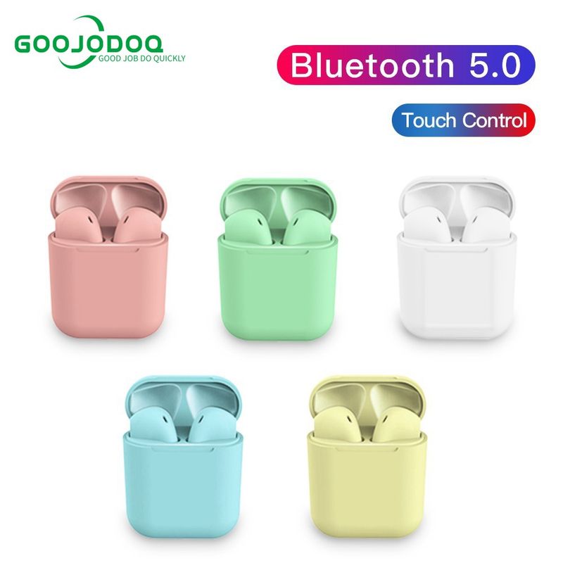 goojodoq หูฟังบลูทูธ 5.0/หูฟังแบบสัมผัสพร้อมไมโครโฟนแบบฝังให้เสียงรอบข้าง