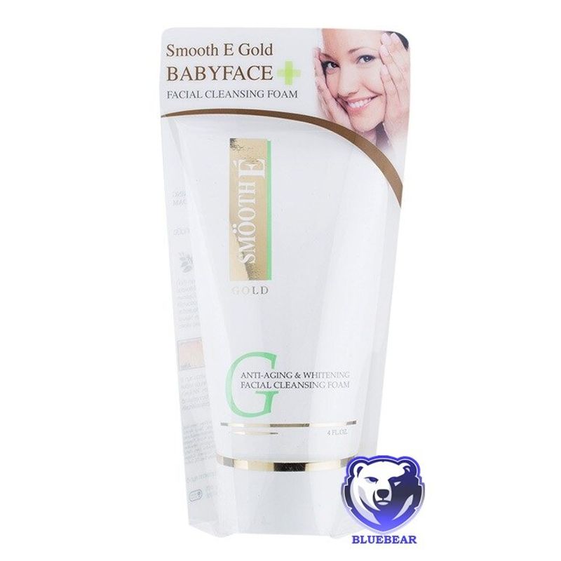 Smooth E Gold Foam Anti-Aging & Whitening Facial Cleansing Foam 4 oz. (120 กรัม)  สมูทอี โกลด์ โฟม