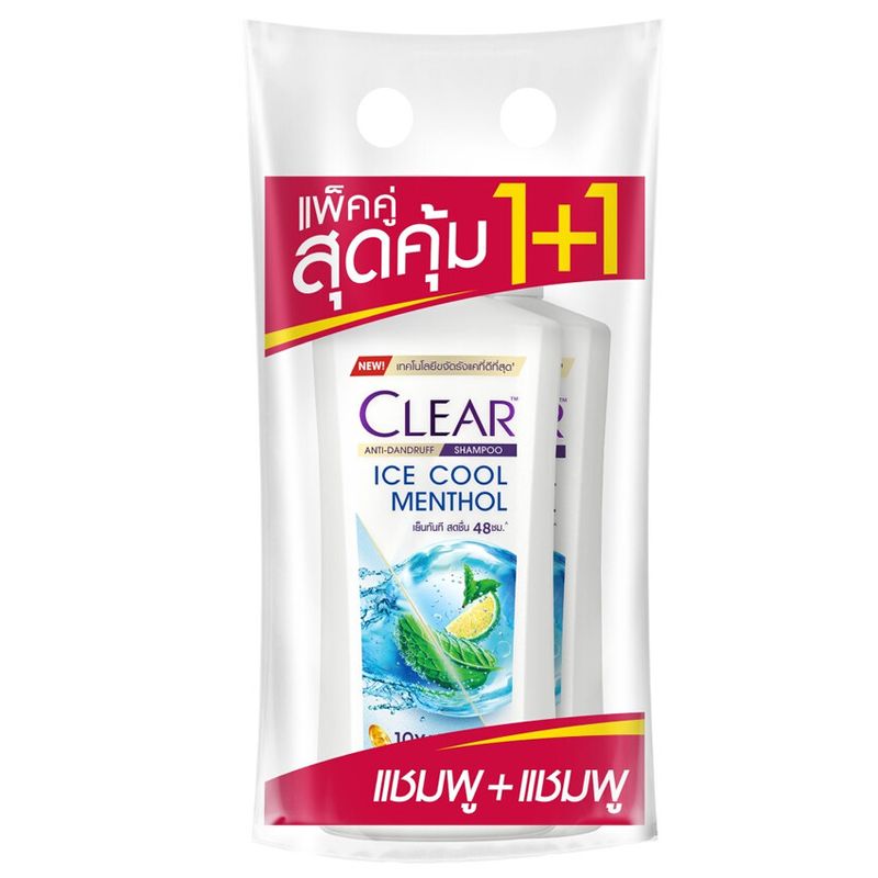 CLEAR เคลียร์ แชมพูขจัดรังแค ไอซ์ คูล เมนทอล 370 มล.X2