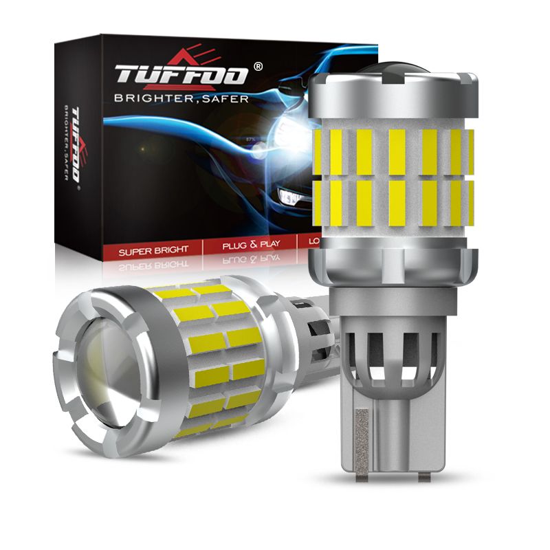 Tuffoo หลอดไฟสัญญาณถอยหลัง LED T15 W16w 921 912 6000K สีขาว สําหรับรถยนต์ 2 ชิ้น