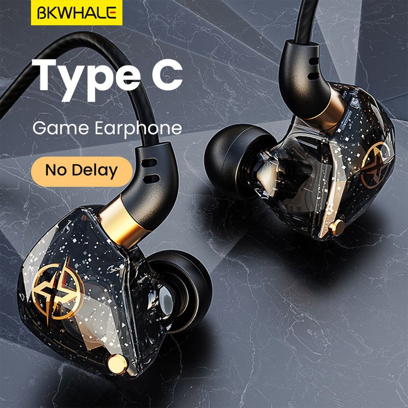 BKWHALE X6 Type C หูฟังแบบมีสายหูฟัง 3.5mm HiFi คืนเบสหูฟังหูฟังแบบสอดหูสำหรับเล่นเกมหูฟังเพลงสเตอริโอสำหรับ Samsung Xiaomi Huawei