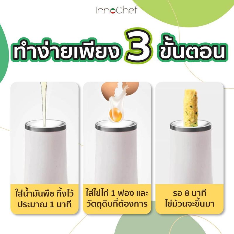 [รับประกัน 1 ปี] iEggRoll เครื่องทำไข่ม้วน InnoChef ม้วนไข่ได้ง่ายๆไม่ต้องจับเวลา แค่ 10 นาที พร้อมทานมื้อเช้า สะดวกประหยัดเวลา ใช้งานง่ายมาก