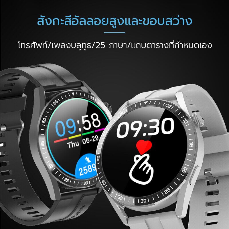 KENTO LITE Smart Watch สมาร์ทวอทช์ อัตราการเต้นของหัวใจ เครื่องวัดความดันโลหิตรองรับ บลูทูธโทร HD แบบเต็มหน้าจอ สัมผัส IP67กันน้ำหลายโหมดกีฬานาฬิก