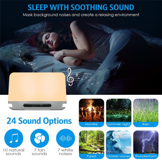 ORIA White Noise Machine Sleep Sound Relaxation Machine with 24 Soothing Nature Sounds Auto-Off Timer Volume Control Portable Sleep Sound Therapy for Baby Toddlers Adults Insomnia