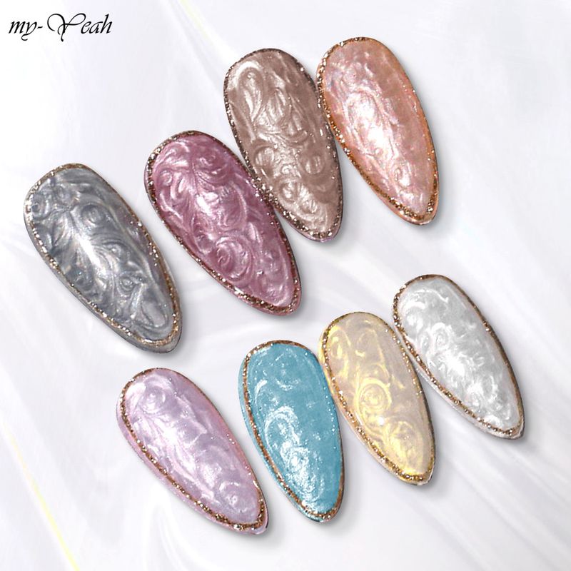 Myyeah 5ml เปลือกด้ายเจลเล็บ 8 สี Glitter Pearly กึ่งถาวรเล็บ Soak Off UV เจลเคลือบเงา DIY เล็บเครื่องมือ