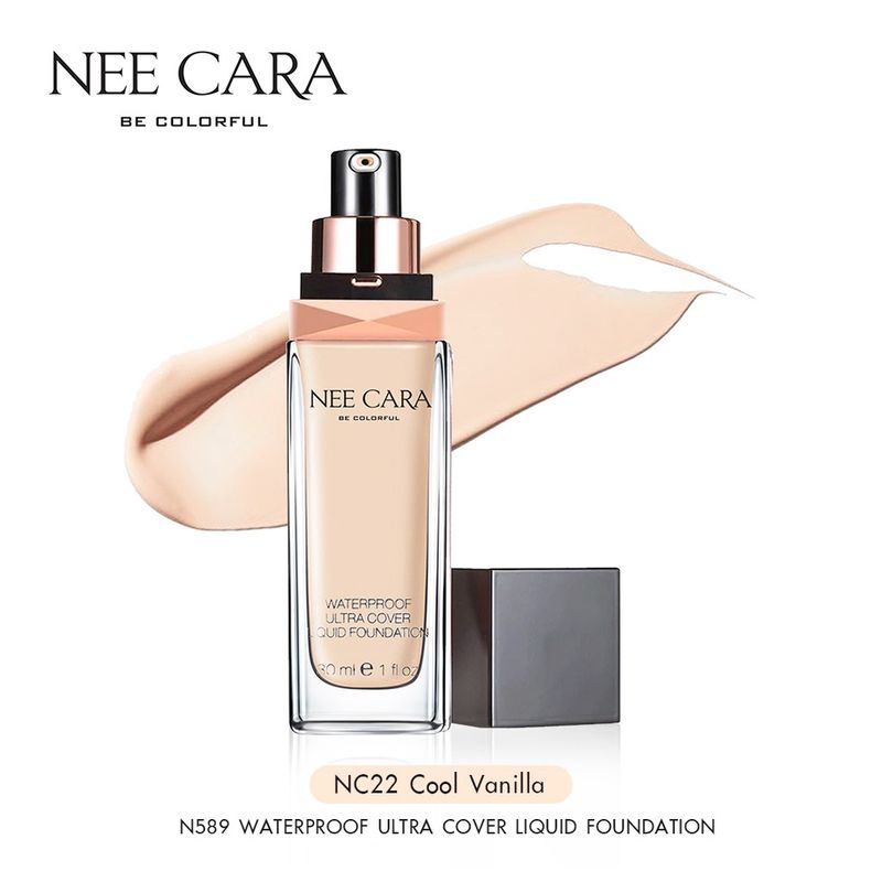 NEE CARA นีคาร่า รองพื้น กันน้ำ ครีมรองพื้น N589 WATERPROOF ULTRA COVER LIQUID FOUNDATION