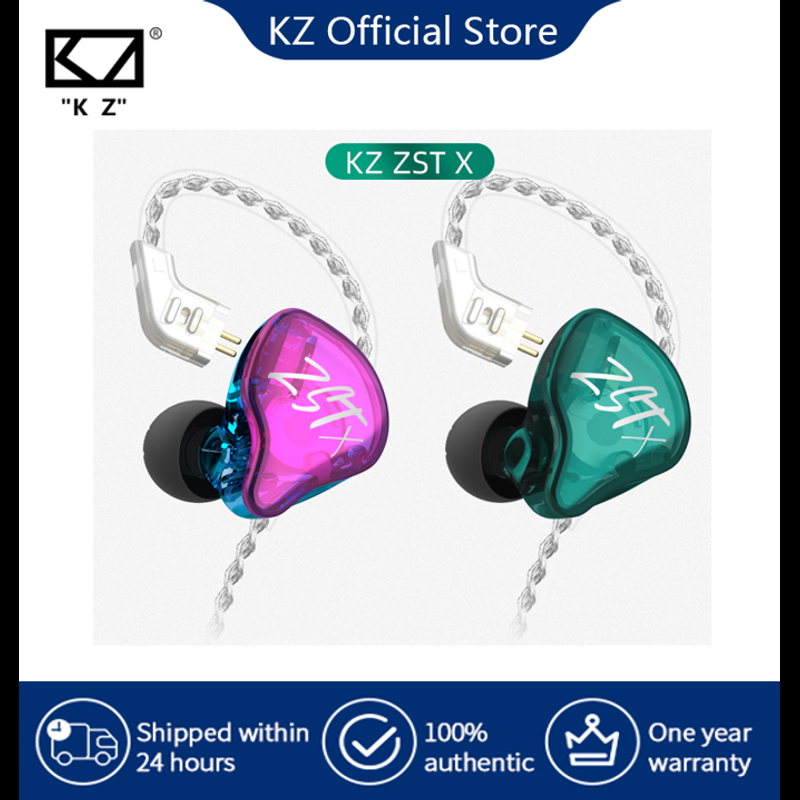 KZ ZSTX ชุดหูฟัง1BA + 1DD Hybrid เทคโนโลยีเกมเบส HIFI หูฟังหูฟังมอนิเตอร์การตัดเสียงรบกวนหูฟังออกกำลังกายสาย Silver Plated