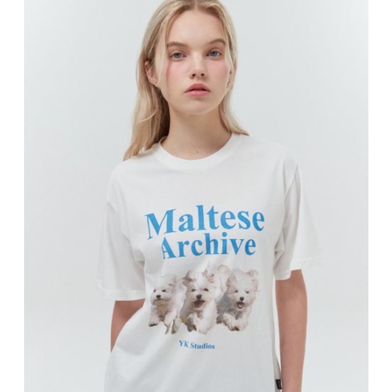 [WAIKEI] เสื้อยืดแขนครึ่ง พิมพ์ลาย Maltese archive Overfit ของแท้ 100% สไตล์เกาหลี 6 สี SEVENTEEN MINGYU pick