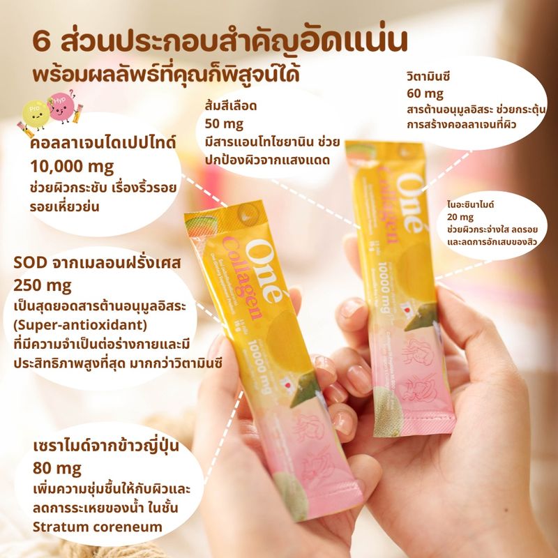 [ตรวจกรดอะมิโน]โอเน่ คอลลาเจน (One’ Collagen) คอลลาเจน ไดเปปไทด์ 10,000 มิลลิกรัม คอลลาเจนสำหรับผิวและกระดูก