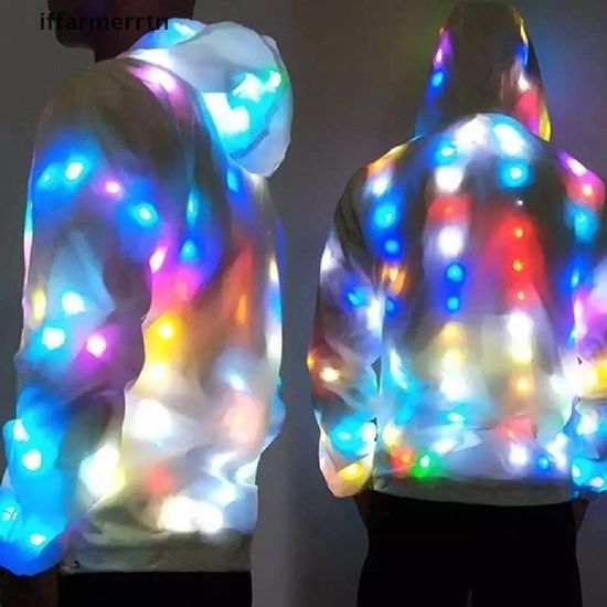 Iffar เสื้อโค้ทเต้นรํา มีไฟกระพริบ LED หลากสีสัน สําหรับปาร์ตี้ฮาโลวีน