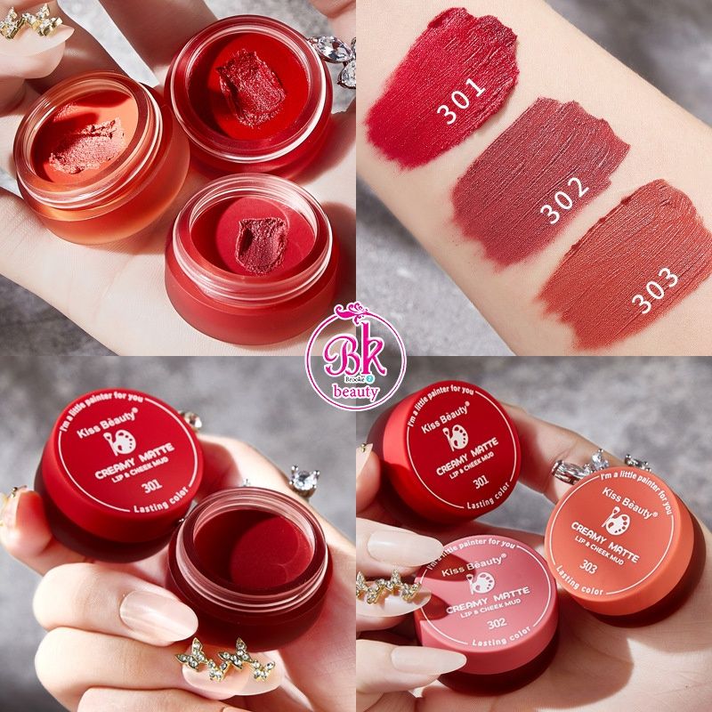 89949-03 Kiss Beauty  LIP & SHEEK MUD  ลิปกลอสเนื้อแมท ใช้ได้ทั้งปาก/แก้ม/เปลือกตา