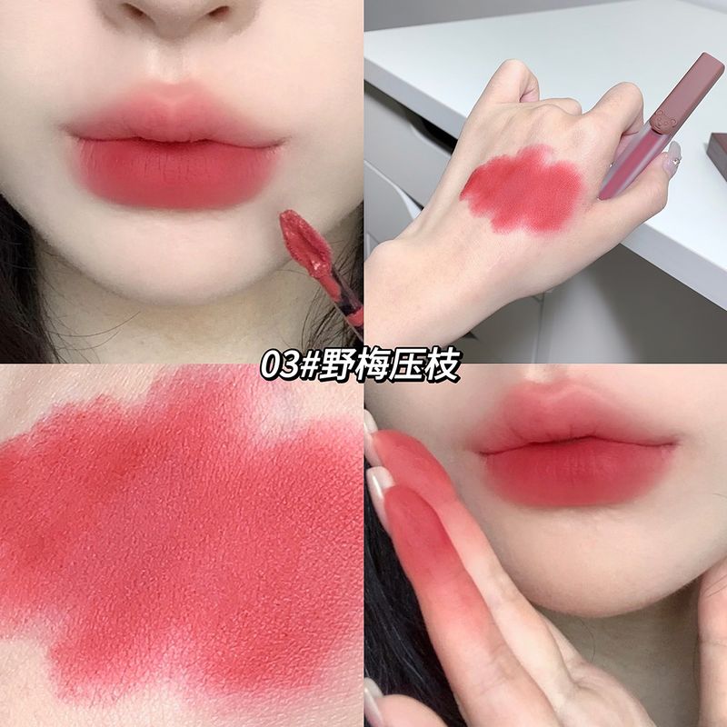 Gogo Bear Air Lips Clay Velvet Matte Matte Lipstick White Not Easy to Stick Cup Makeup Student Affordable Lip Gloss